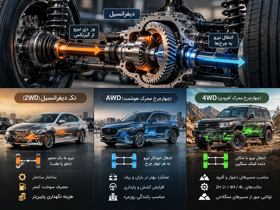 مقایسه ماشین تک و دو دیفرانسیل